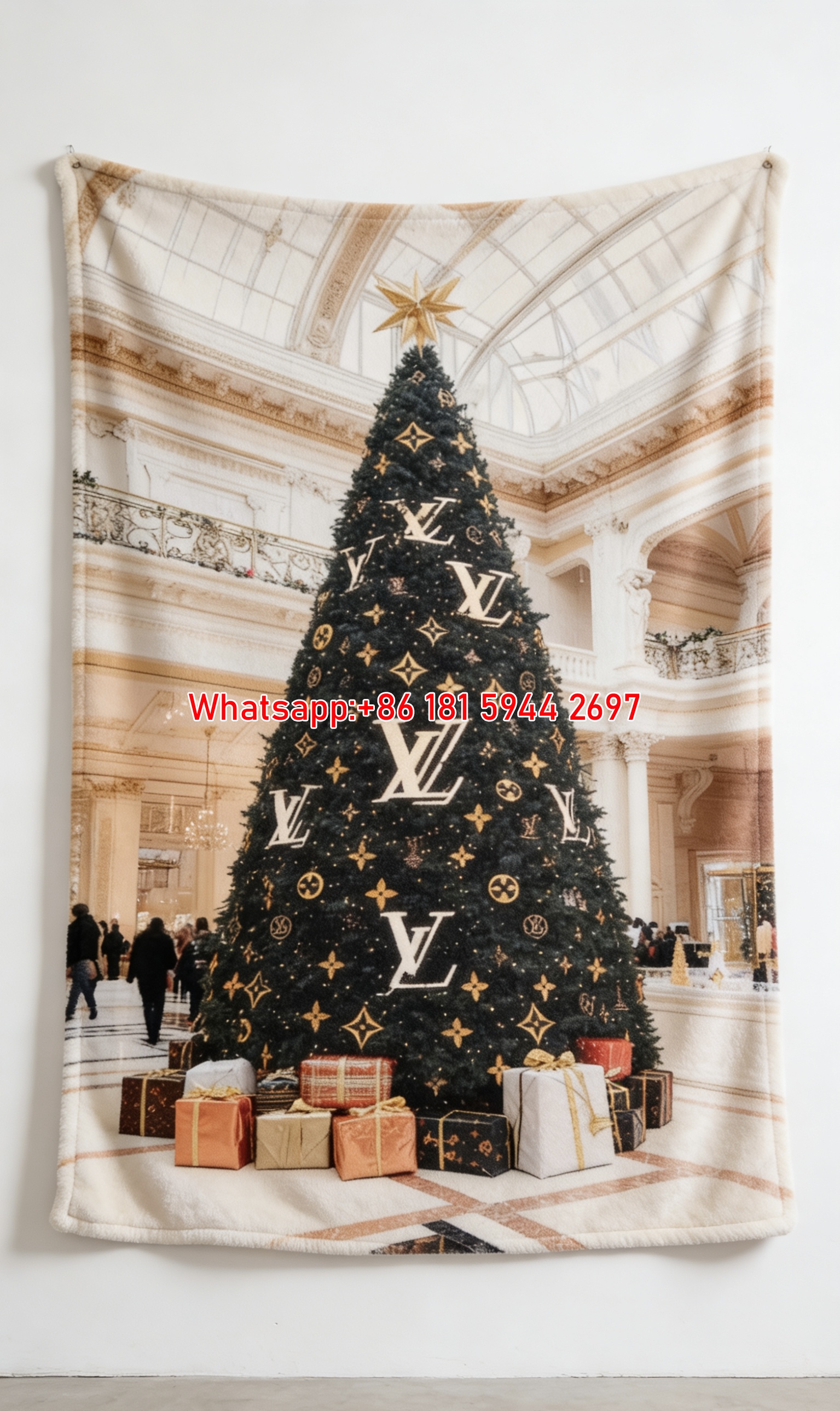 LV Christmas Tree Flannel Throw Blanket 368